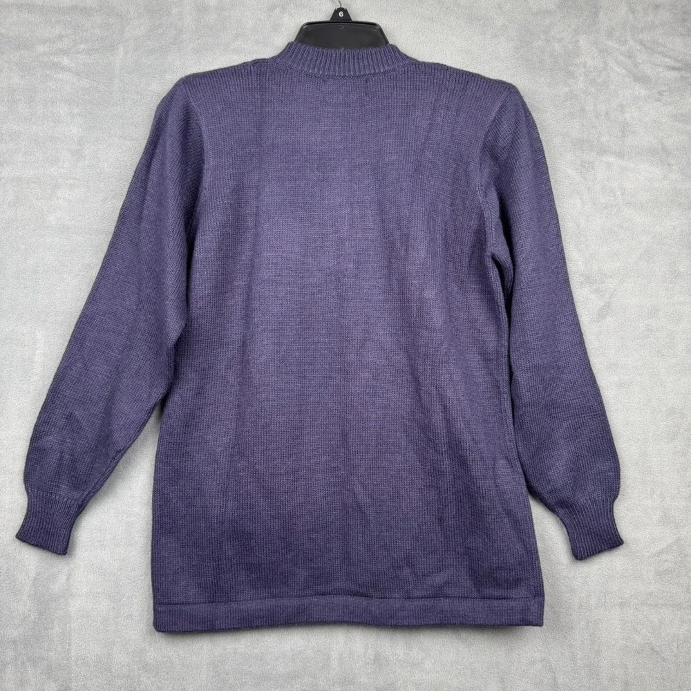 Artesania Alvazani Women's Knit Cardigan Purple‎ Cable Knit Pockets Button Front